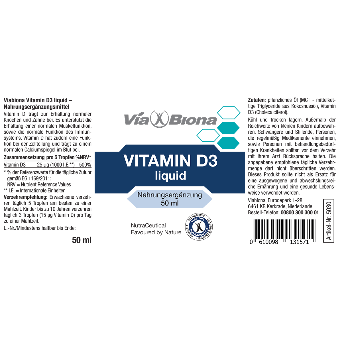 Flüssiges Vitamin D » Vitamin D3 liquid I Viabiona